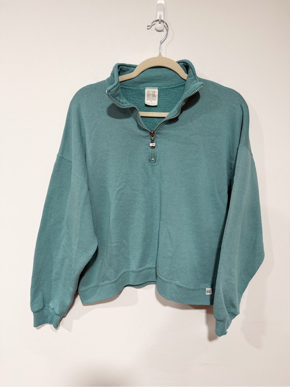 Vintage Russell Athletic Y2K 90s Teal Blue Quarter Zip Size Medium